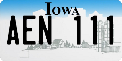 IA license plate AEN111