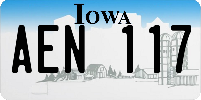 IA license plate AEN117