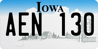 IA license plate AEN130