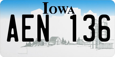 IA license plate AEN136