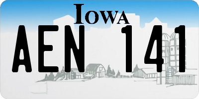 IA license plate AEN141