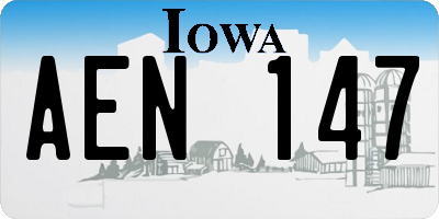 IA license plate AEN147