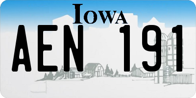IA license plate AEN191