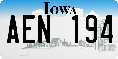 IA license plate AEN194