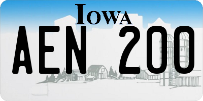 IA license plate AEN200