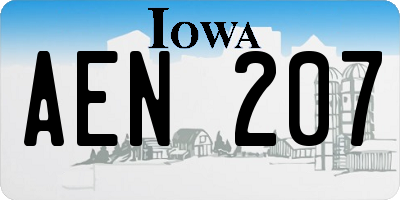 IA license plate AEN207