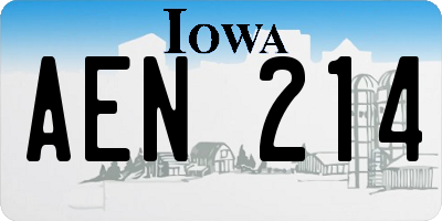 IA license plate AEN214
