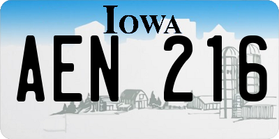 IA license plate AEN216