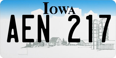 IA license plate AEN217