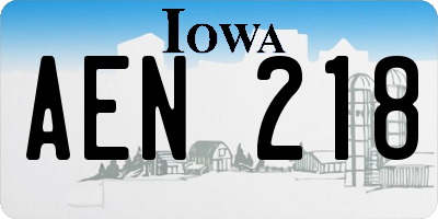 IA license plate AEN218