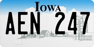 IA license plate AEN247