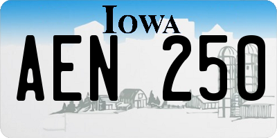IA license plate AEN250