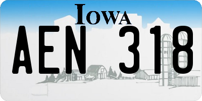 IA license plate AEN318
