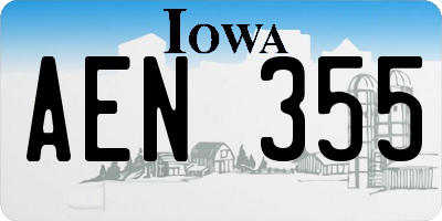 IA license plate AEN355