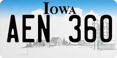 IA license plate AEN360
