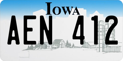 IA license plate AEN412