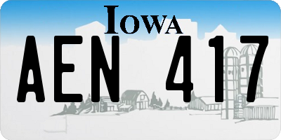 IA license plate AEN417