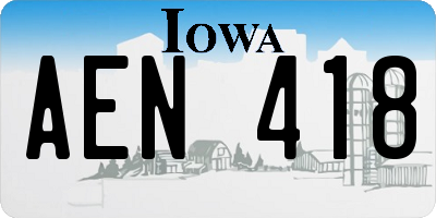 IA license plate AEN418