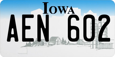 IA license plate AEN602