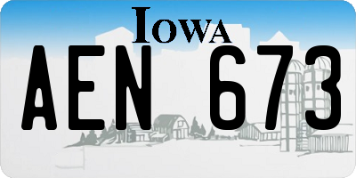 IA license plate AEN673