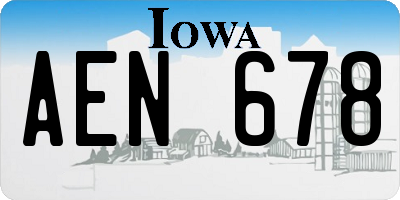 IA license plate AEN678