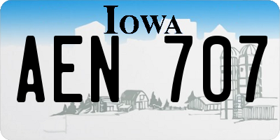 IA license plate AEN707