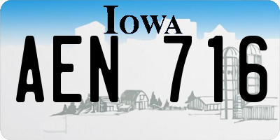 IA license plate AEN716