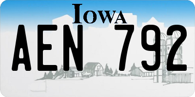 IA license plate AEN792