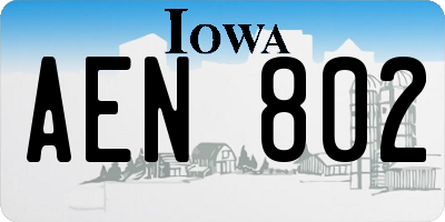 IA license plate AEN802
