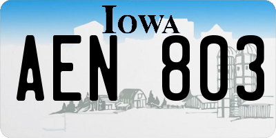 IA license plate AEN803