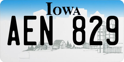 IA license plate AEN829