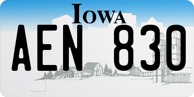 IA license plate AEN830