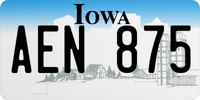 IA license plate AEN875