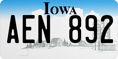 IA license plate AEN892