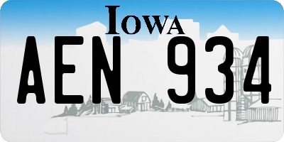 IA license plate AEN934