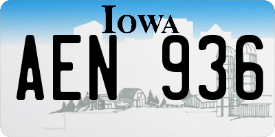 IA license plate AEN936