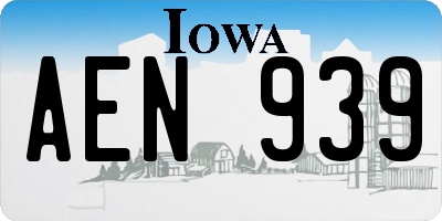 IA license plate AEN939
