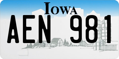 IA license plate AEN981