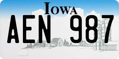 IA license plate AEN987