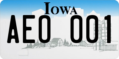 IA license plate AEO001