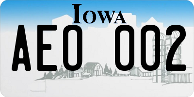 IA license plate AEO002