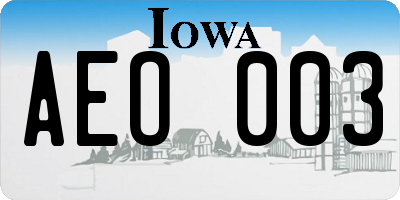 IA license plate AEO003
