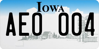 IA license plate AEO004