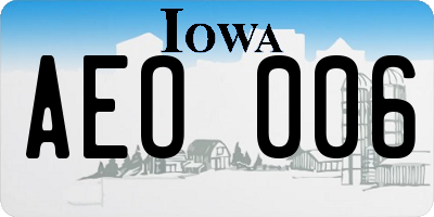 IA license plate AEO006