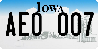 IA license plate AEO007