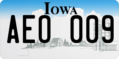 IA license plate AEO009