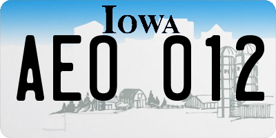 IA license plate AEO012