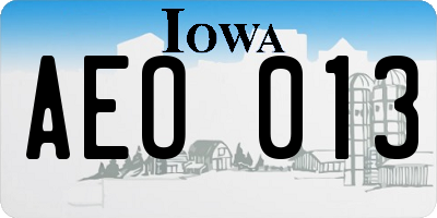 IA license plate AEO013