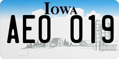 IA license plate AEO019