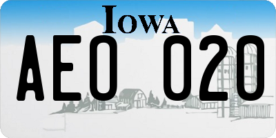 IA license plate AEO020